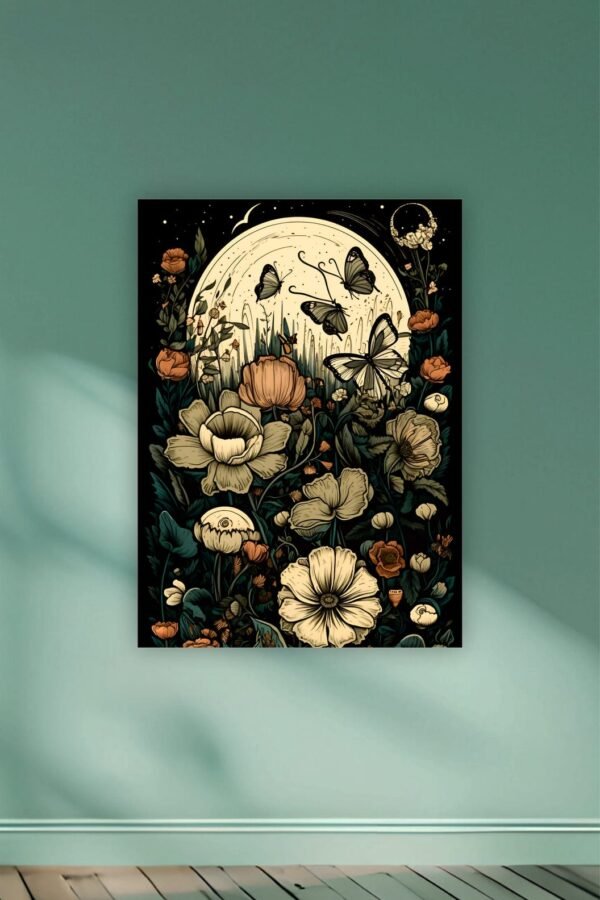 Aesthetic Flower and Moon Poster