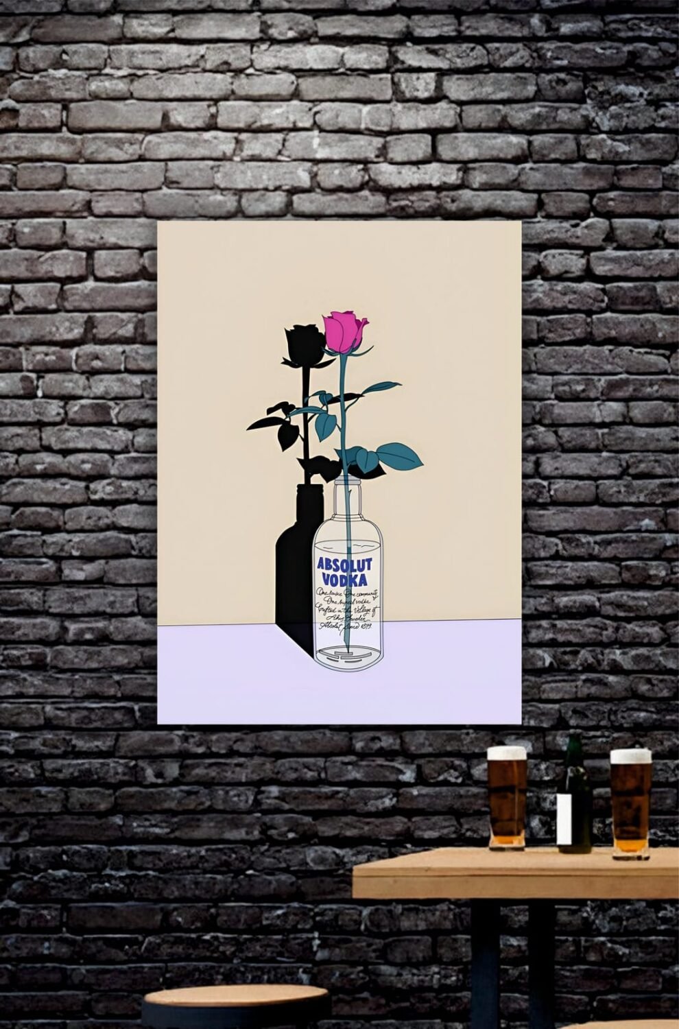 Absolute Vodka with Rose Aesthetic Poster