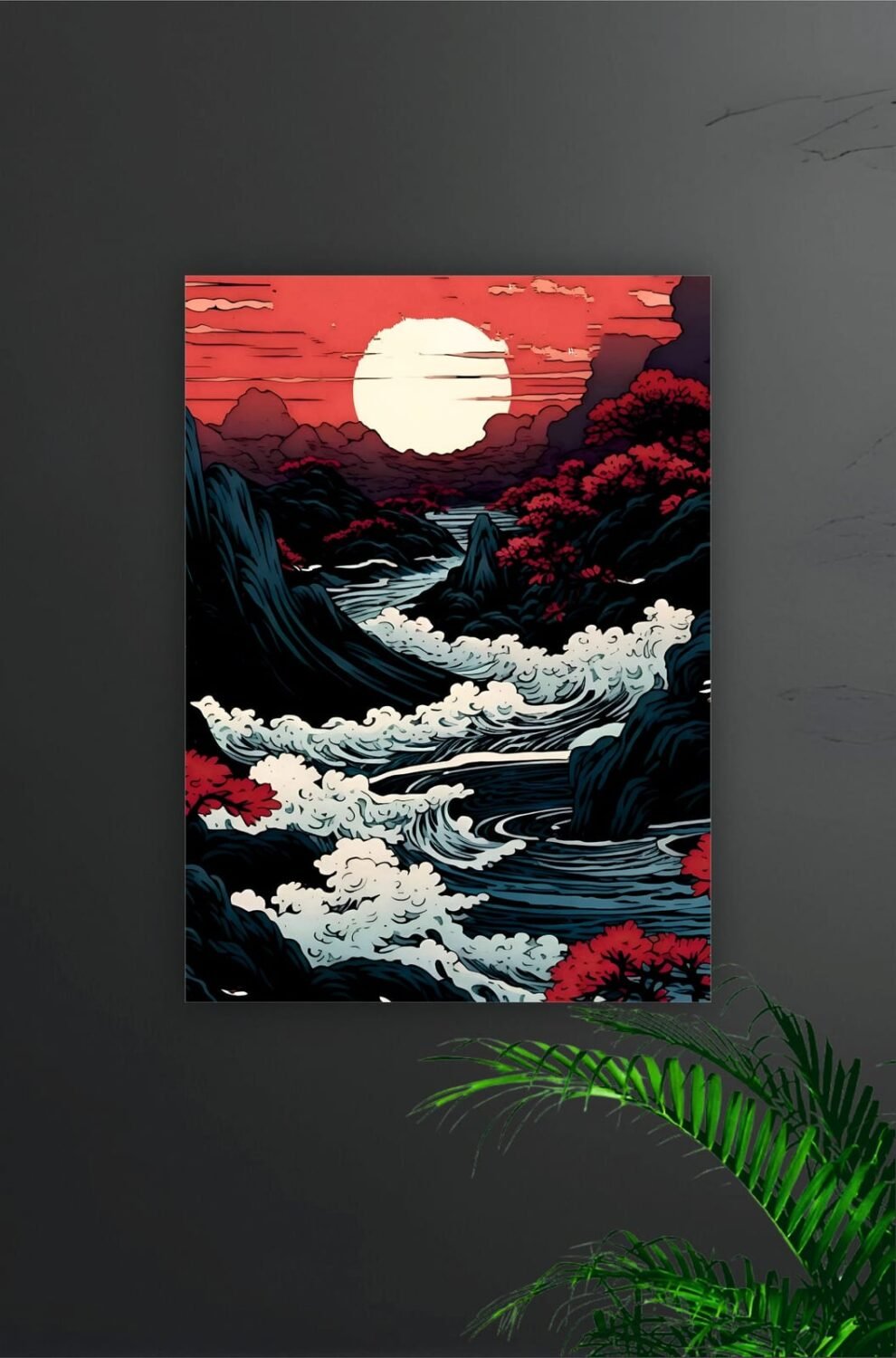 Reddish White Aesthetic Scenery Poster