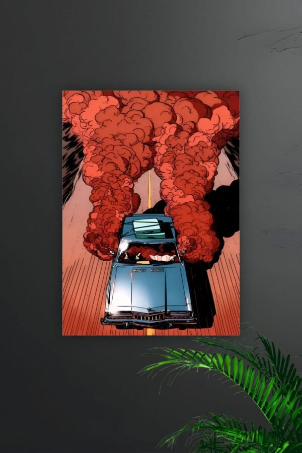 Red Smoke Car Poster
