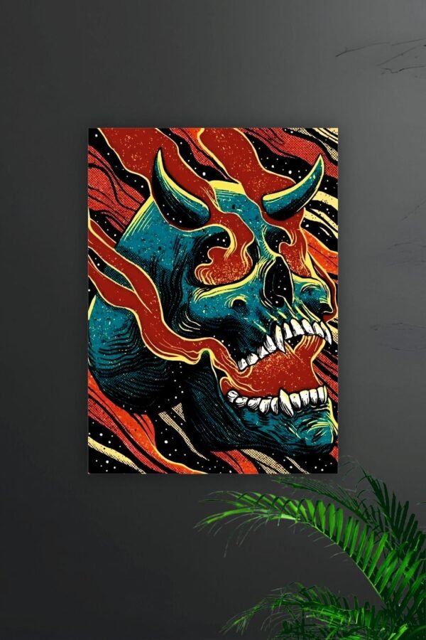 Red and Blue Skull Poster