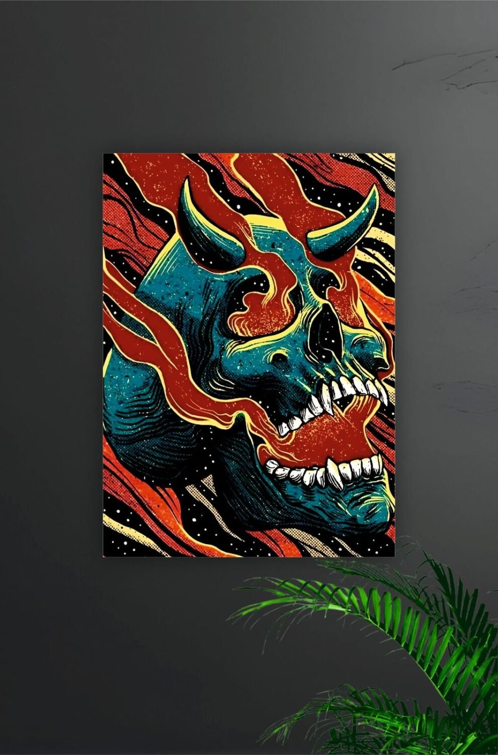 Red and Blue Skull Poster