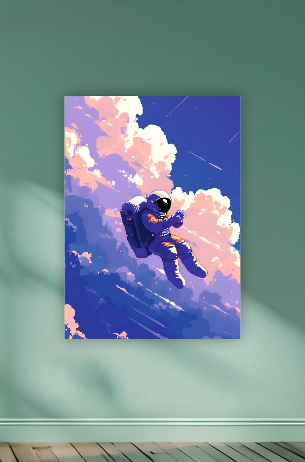 Pixelated Astronaut in Sky Poster