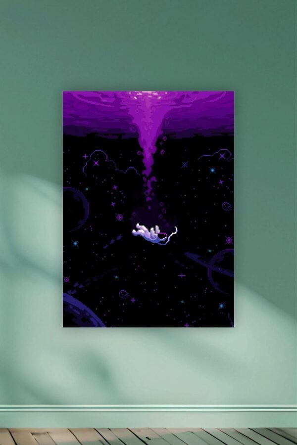 Pixelated Astronaut Under Water