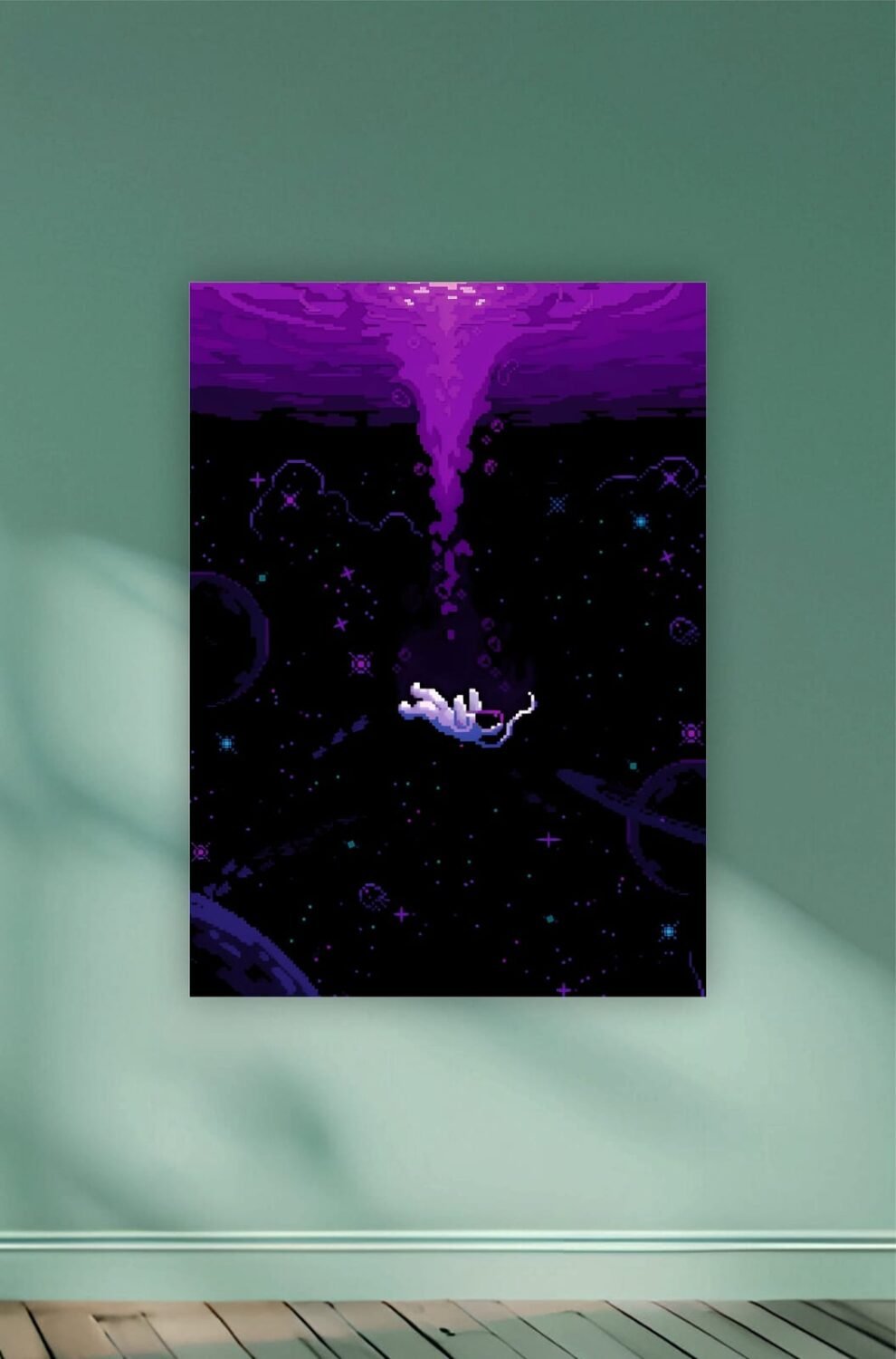 Pixelated Astronaut Under Water