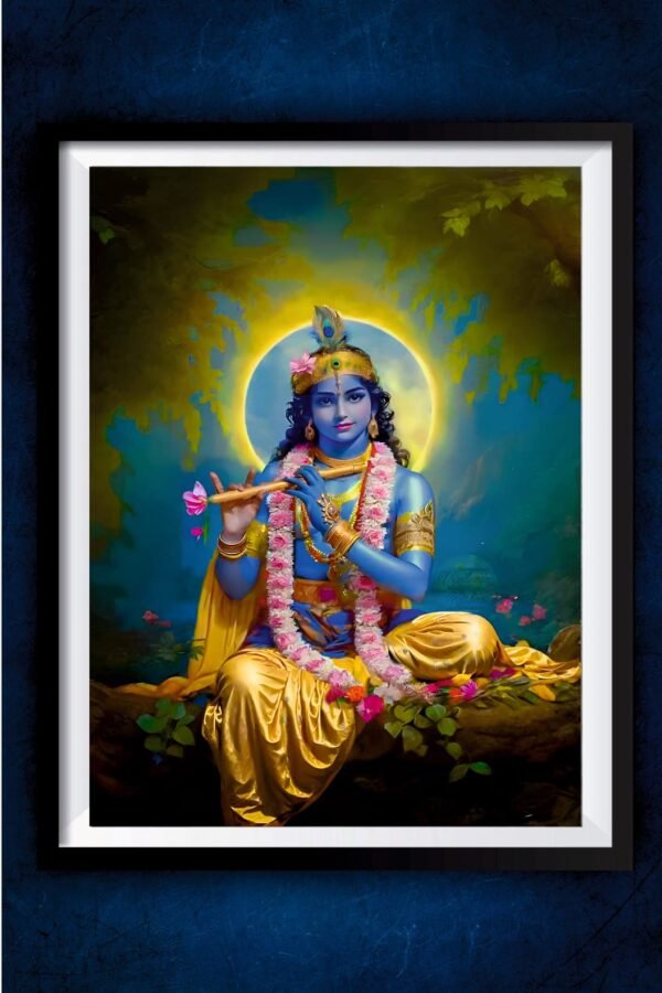Krishna Playing Flute Poster