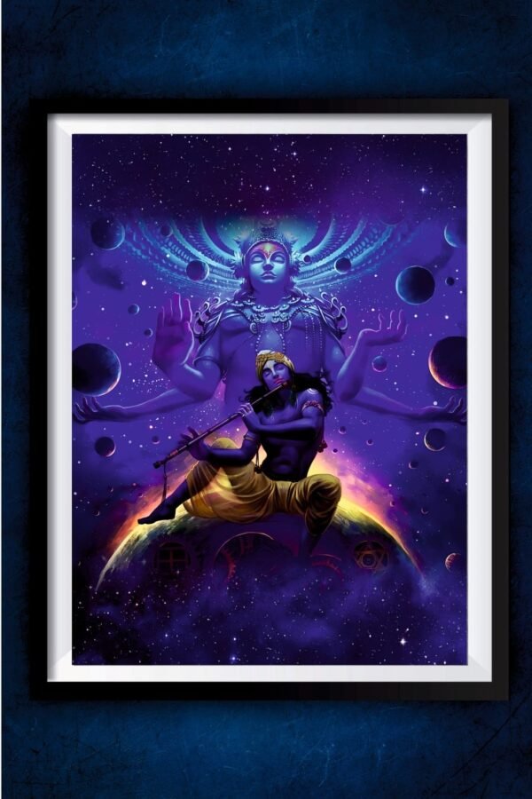 Lord Krishna Playing Flute Poster