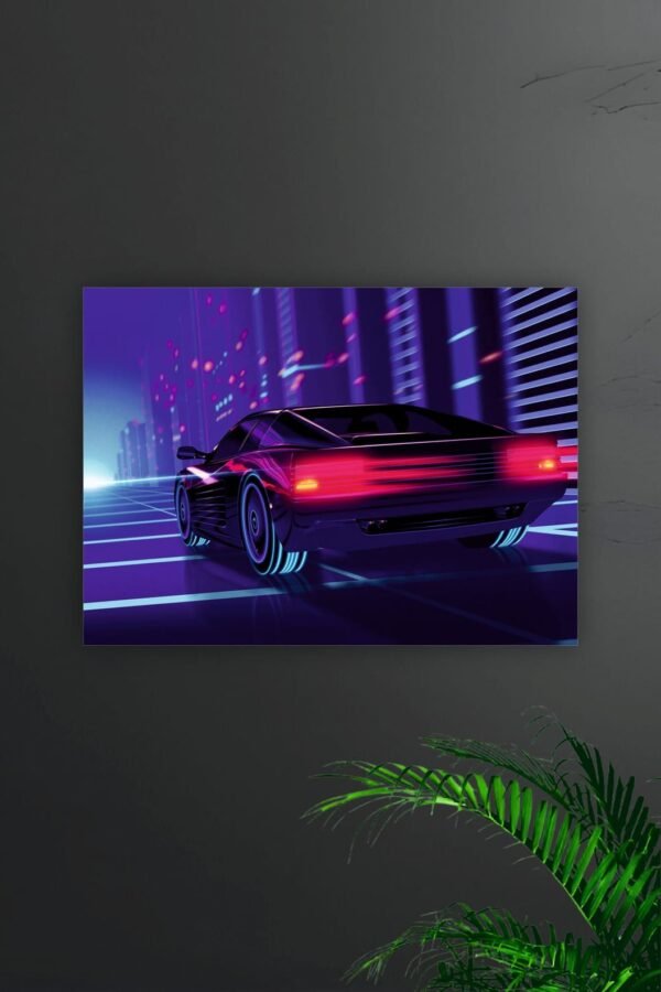 Cyberpunk Neon Car Poster