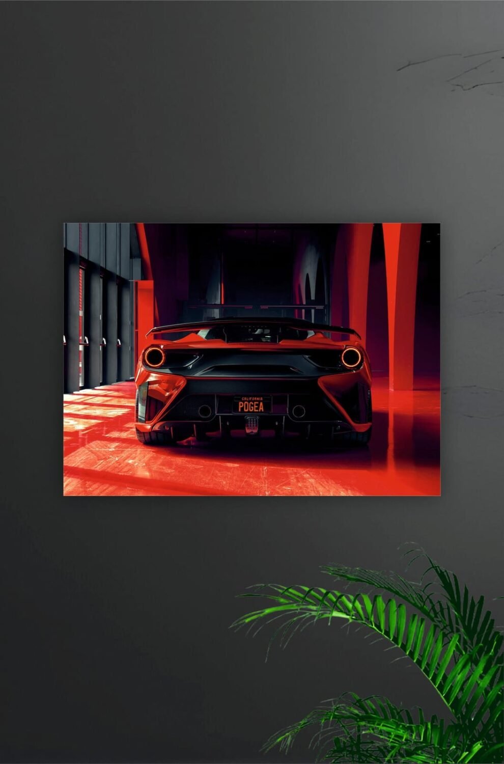 Red Supercar Back View Poster