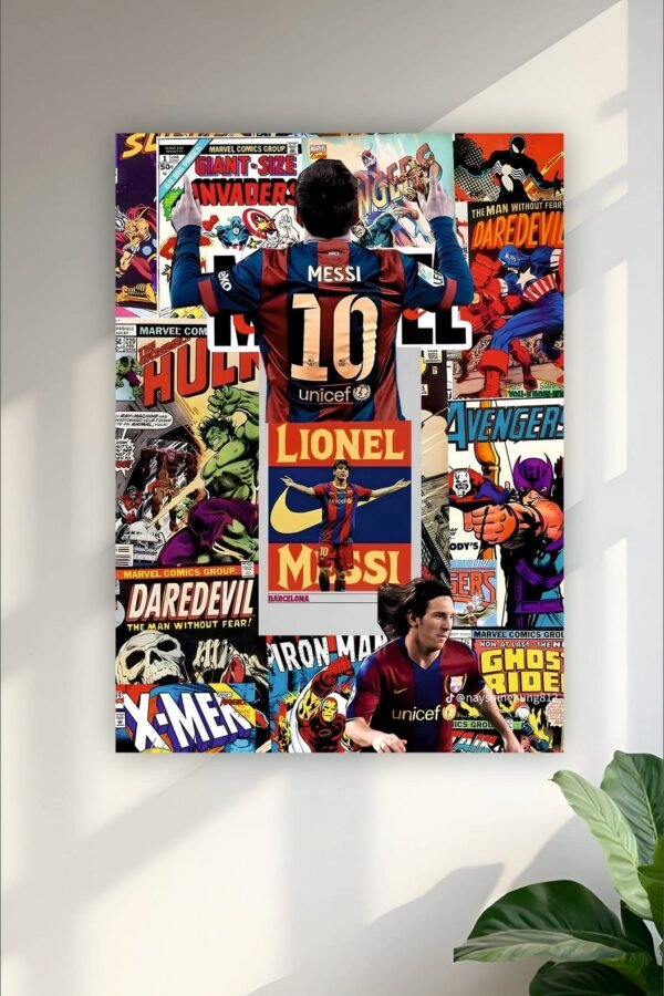 Messi x Avengers Collage Poster
