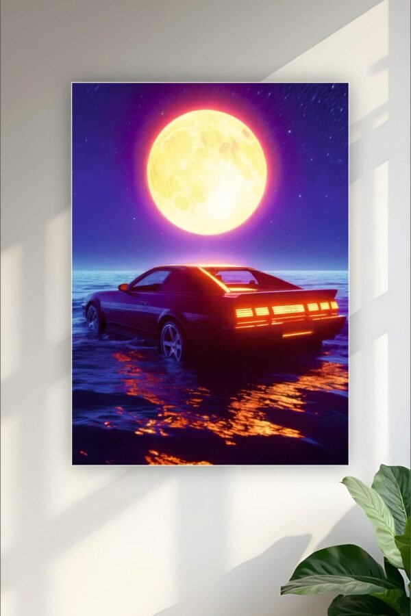 Car and Moon Aesthetic Poster