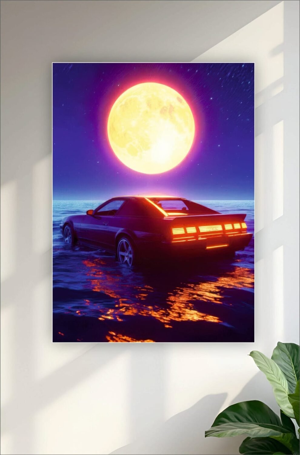 Car and Moon Aesthetic Poster