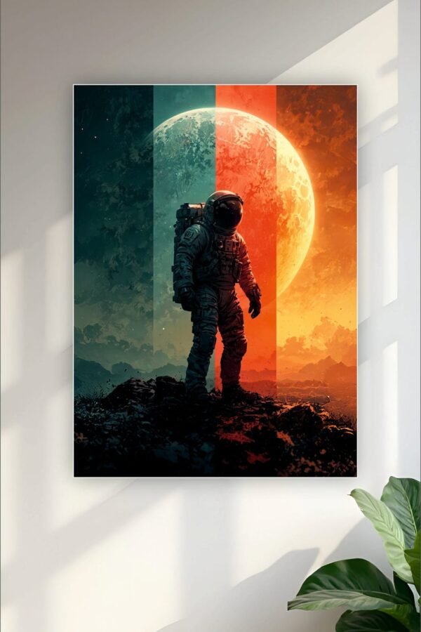 Moon and Astronaut Aesthetic Poster