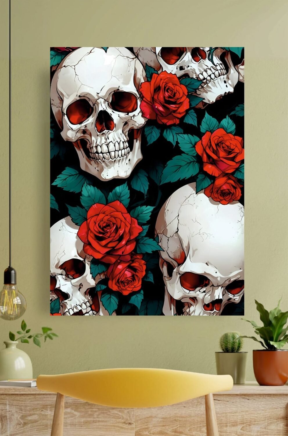 Skull and Roses Aesthetic Poster