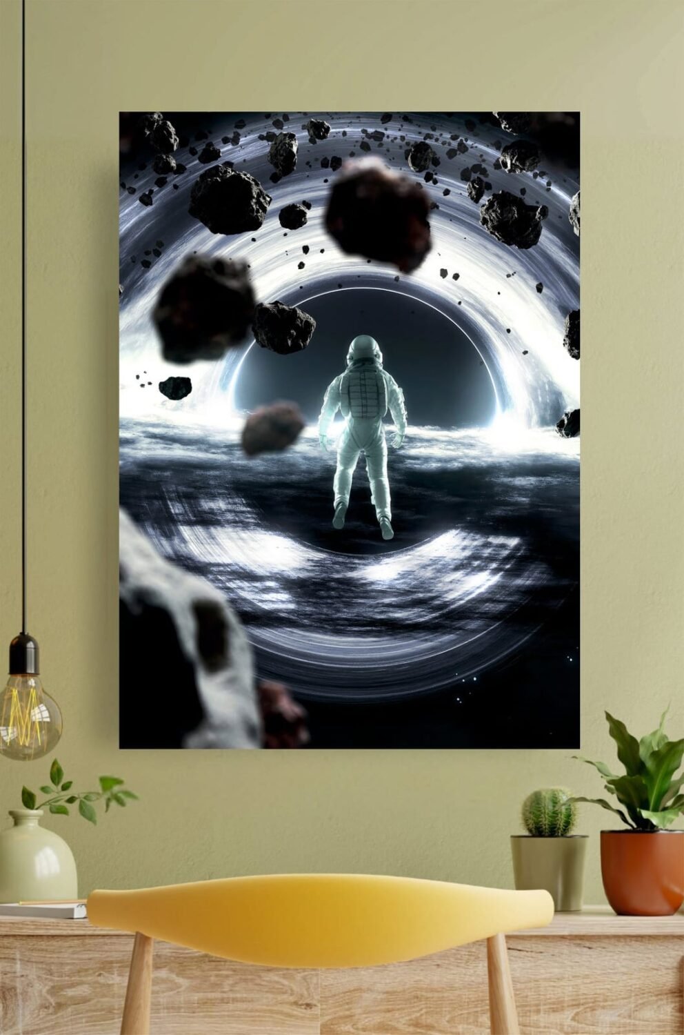 Astronaut and Black Hole Aesthetic Poster