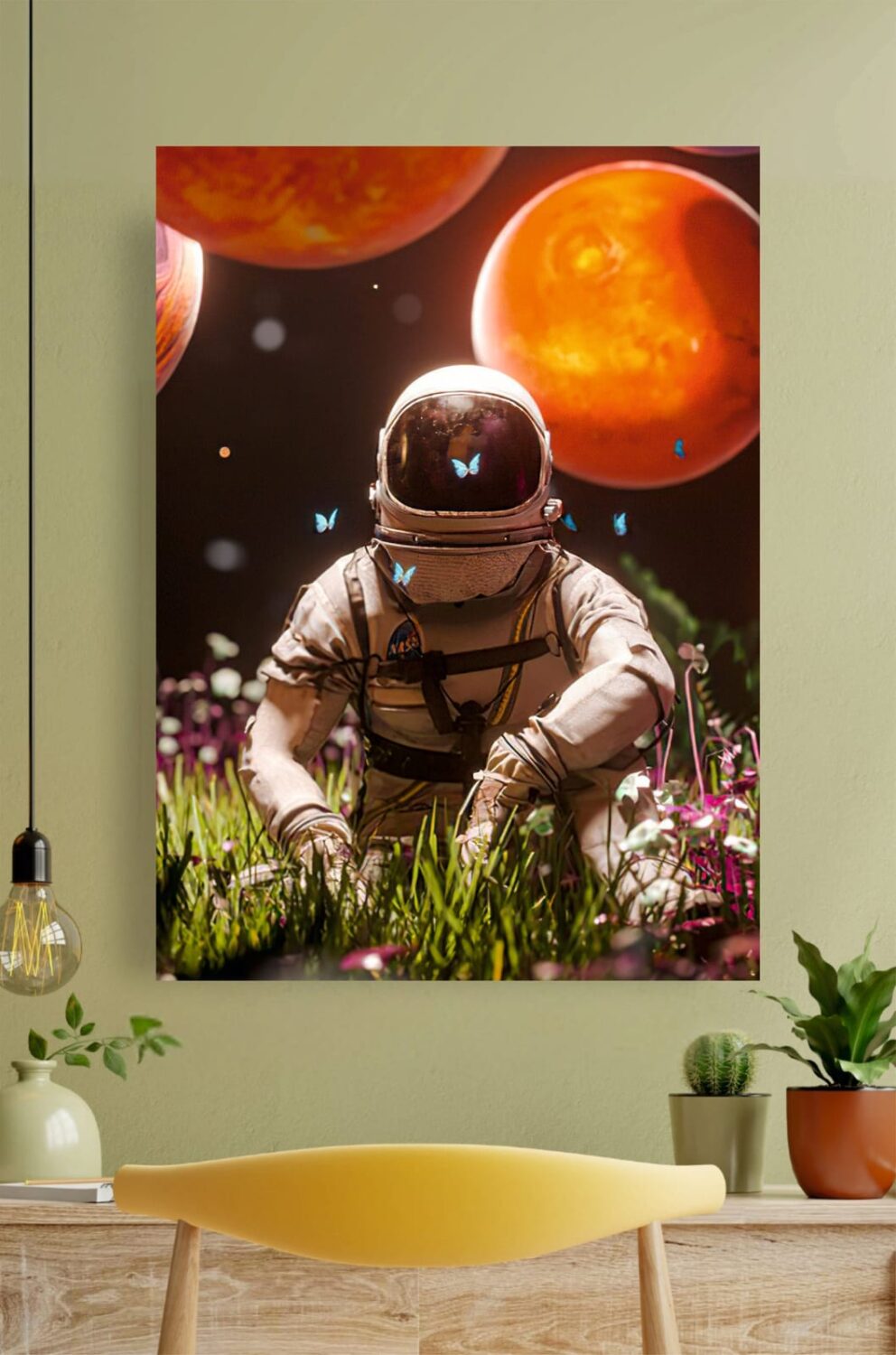 Astronaut and Flowers Aesthetic Poster